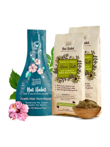 nat habit henna paste  five-oil hibiscus hair mask hair care combo 100 natural 480 g