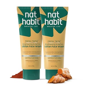 nat habit ubtan face wash fresh daily tikta for men amp women skin brightening with activated wild turmeric suitable for all skin types chemical amp sulphate free pack of 2 x 100g