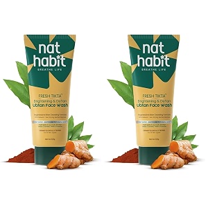 nat habit ubtan face wash fresh daily tikta for men amp women skin brightening with activated wild turmeric suitable for all skin types chemical amp sulphate free 100g pack of 2