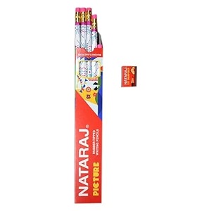 nataraj picture rubber tipped pencils  pack of 20  classic wooden pencils with eraser tips  smooth writing amp easy erasing  ideal for students office amp everyday use