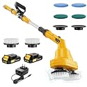 NATBEESY Electric Spin Scrubber Kit, Cordless Battery Electric Mop, Dual-Head Power Scrubber, 680/1200 RPM, 45° Adjustable Head, Extendable Handle for Tile, Tub, Floor, Bathroom