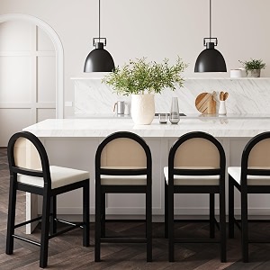 Nathan James Bailey Boucle Upholstered Rattan Bar