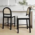 Nathan James Bailey Boucle Upholstered Rattan Bar