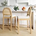 Nathan James Bailey Upholstered Rattan Bar Stool