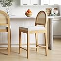 Nathan James Bailey Upholstered Rattan Bar Stool