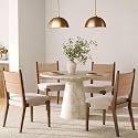 Nathan James Cove Dark Brown Dining Chair with Seagrass Back, Flax Seat, Solid Wood Legs Set of 4
