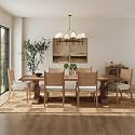 Nathan James Cove Raw Oak Dining Chair with Seagrass Back, Boucle Seat, Solid Wood Legs Set of 6