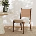 Nathan James Cove Dark Brown Dining Chair with Seagrass Back, Flax Seat, Solid Wood Legs