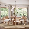 Nathan James Elodia Boucle Upholstered Dining Chair, Seagrass Back and Padded Seat, Raw Oak Set of 6