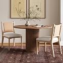 Nathan James Elodia Boucle Upholstered Dining Chair, Seagrass Back and Padded Seat, Raw Oak Set of 2