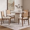 Nathan James Elodia Upholstered Dining Chair, Seagrass Back and Padded Seat, Dark Brown Set of 4