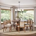 Nathan James Elodia Upholstered Dining Chair, Seagrass Back and Padded Seat, Dark Brown Set of 6