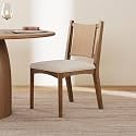 Nathan James Elodia Upholstered Dining Chair, Seagrass Back and Padded Seat, Dark Brown