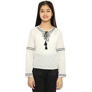 Natilene Girls Embroidered Regular Fit Blouse