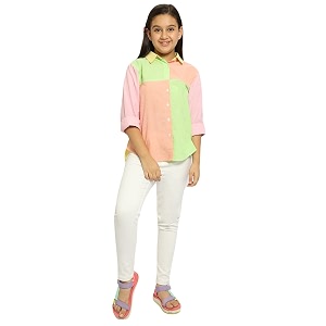 Natilene Girls Geometric Regular Fit Shirt