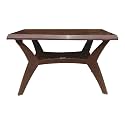 National Jaipur Plastic Contemporary Roma Four Seater Dining Table - Brown, Standard