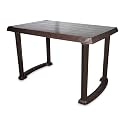 National Jaipur Plastic Rectangular Contemporary Four Seater Dining Table (Brown), Standard