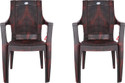 national plastic Durable Chair Pack of 2 For home & Office (Rose Brown) Plastic Cafeteria Chair