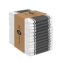 Native Fab Gray Striped Kitchen Towels 18"x28", Set of 12, Wide Stripe, Highly Absorbent, Fast Dry, 100% Cotton Towels for Hand Drying, Counter Cleaning, Dish &amp; Glassware Drying, Wash Rags - Grey