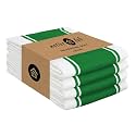 Native Fab Green Kitchen Towels 18 x 28 Inch, 4 Pack, Wide Stripe, Super Absorbent, Fast Dry, Soft, Cotton Dish Towels for Wiping Hands, Drying Dishes, Counter Cleaning Dish Cloth Set - Green