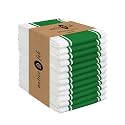 Native Fab Green Kitchen Towels 18 x 28 Inch, 12 Pack, Wide Stripe, Super Absorbent, Fast Dry, Soft, Cotton Dish Towels for Wiping Hands, Drying Dishes, Counter Cleaning Dish Cloth Set - Green