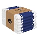 Native Fab Kitchen Dish Towels 18x28 Inch, Set of 6, Wide Stripe, Super Absorbent, Fast Dry, Soft, 100% Cotton Towels for Wiping Hands, Drying Dishes, Cleaning Spills Dish Cloths Set - Ink Blue