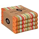 Native Fab Mexican Salsa Stripe Dish Towels, 4 Pack, 18x28, Super Absorbent, 100% Cotton Kitchen Towels for Drying, Reusable and Durable Washable Towels for Everyday Cooking and Cleaning, Orange