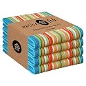 Native Fab Mexican Salsa Stripe Dish Towels, 4 Pack, 18x28, Super Absorbent, 100% Cotton Kitchen Towels for Drying, Reusable, Washable Towels for Everyday Cooking and Cleaning, Turquiose Blue