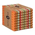 Native Fab Mexican Salsa Stripe Dish Towels, 8 Pack, 18x28, Super Absorbent, 100% Cotton Kitchen Towels for Drying, Reusable and Durable Washable Towels for Everyday Cooking and Cleaning, Orange