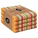 Native Fab Mexican Salsa Stripe Kitchen Towels, 4 Pack, 18x28 Inches, 100% Cotton, Highly Absorbent, Soft, Dish Towel for Drying Dishes, Everyday Kitchen Use, Reusable, Washable, Mustard Yellow