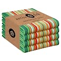 Native Fab Mexican Salsa Stripe Kitchen Towels, 4 Pack, 18x28 Inches, 100% Cotton, Soft, Super Absorbent Dish Towels for Drying Dishes, Everyday Kitchen Use, Reusable, Washable, Green