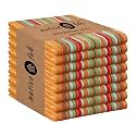 Native Fab Mexican Salsa Stripe Kitchen Towels, 8 Pack, 18x28 Inches, 100% Cotton, Highly Absorbent, Soft, Dish Towel for Drying Dishes, Everyday Kitchen Use, Reusable, Washable, Mustard Yellow
