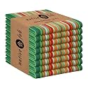 Native Fab Mexican Salsa Stripe Kitchen Towels, 8 Pack, 18x28 Inches, 100% Cotton, Soft, Super Absorbent Dish Towels for Drying Dishes, Everyday Kitchen Use, Reusable, Washable, Green