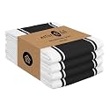 Native Fab Wide Striped Kitchen Towels - 18x28 Inch, 4 Pack Dish Towel Set, Highly Absorbent, Quick Drying, Cotton Dish Cloths for Dish Drying, Hand Wiping, and Counter Cleaning - Black