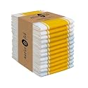 Native Fab Yellow Striped Dish Towels 18"x28", 12 Pack, Wide Stripe, Highly Absorbent, Fast Dry, 100% Cotton Hand Towels for Drying Dishes, Glassware, Dishcloth Set, Kitchen Cleaning Towel - Yellow