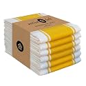 Native Fab Yellow Striped Kitchen Towels 18"x28", Set of 6, Wide Stripe, Highly Absorbent, Fast Dry, 100% Cotton Towels for Hand Drying, Counter Cleaning, Glassware & Dish Drying, Wash Rags - Yellow