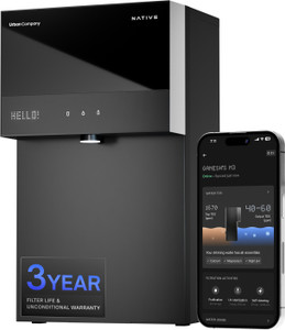 native by urban company m3 pro 6 l ro  uv  alkaline  minerals water purifier no service stainless steel tank preset touch dispensing  battery real-time tracking black