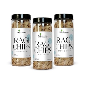 nativessence roasted ragi chips - healthy snack - 100gm each - pack of 3 cream amp onion