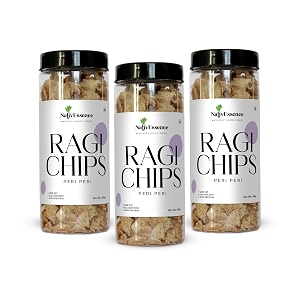 nativessence roasted ragi chips - healthy snack - 100gm each - pack of 3 peri peri