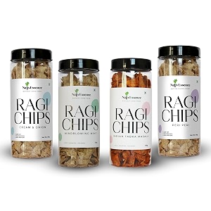 nativessence roasted ragi chips - healthy snack - 100gm each - pack of 4 periperi creamamponion indiantadka amp mindblowing mint