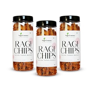 nativessence roasted ragi chips - healthy snack - 100gm each - pack of 3 indian tadka masala