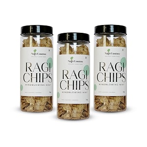 nativessence roasted ragi chips - healthy snack - 100gm each - pack of 3 mindblowing mint