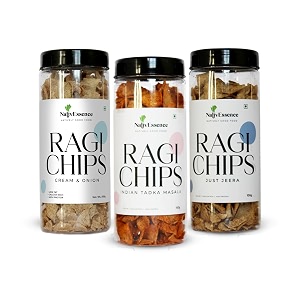 nativessence roasted ragi chips - healthy snack - 100gm each - pack of 3 jeera creamamponion indiantadka