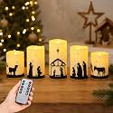 Nativity Scene Flameless Candles Christian Christmas Decorations