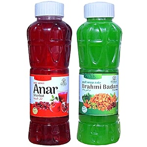 natraj the right choice anar sharbat amp brahmi badam sharbat syrup combo pack of 2 x 750 ml bottle  1500ml  instant refreshing drink for summer  natural body coolant