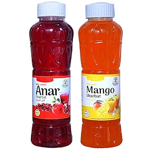 natraj the right choice anar sharbat amp mango sharbat syrup combo pack of 2 x 750 ml bottle  1500ml  instant refreshing drink for summer  natural body coolant
