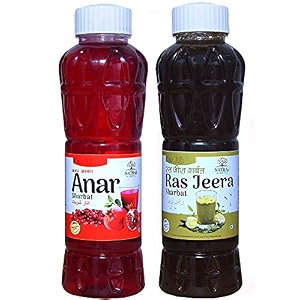 natraj the right choice anar sharbat amp ras jeera sharbat syrup combo pack of 2 x 750 ml bottle  1500ml  instant refreshing drink for summer  natural body coolant
