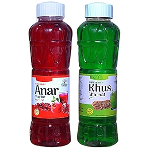 natraj the right choice anar sharbat amp khus sharbat syrup combo pack of 2 x 750 ml bottle  1500ml  instant refreshing drink for summer  natural body coolant
