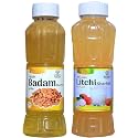 Natraj The Right Choice Badam Sharbat &amp; Litchi Sharbat Combo (Pack of 2 x 750 ml Bottle) = 1500ml | Instant Refreshing Drink For Summer | Natural body coolant