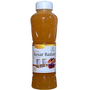 natraj the right choice kesar badam sharbat 750 ml  rich and refreshing saffron amp almond drink ideal for cooling beverages milkshakes and special occasions
